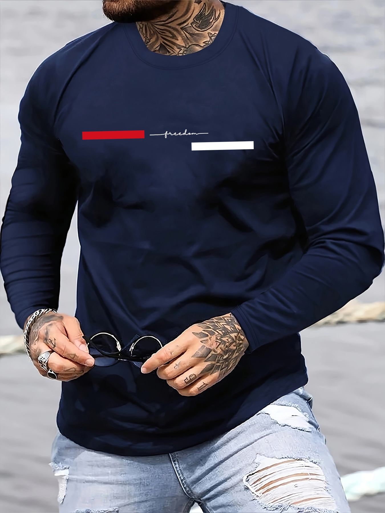 Men'S Fashion T Shirts - 100% pure cotton men's long sleeved