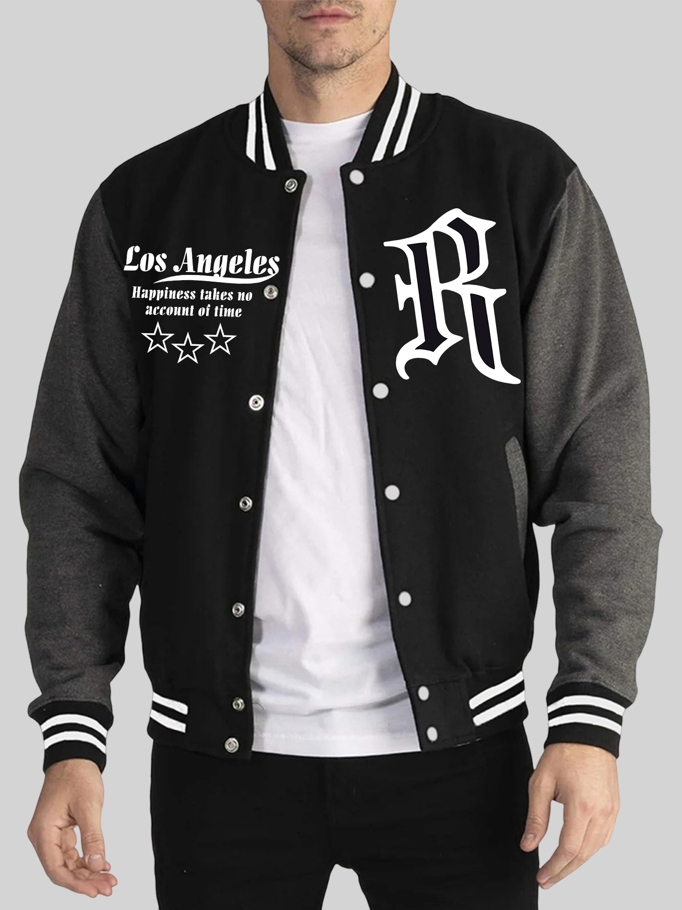 Mens Fashion Baseball Jersey - Happiness Takes No Account Of Time