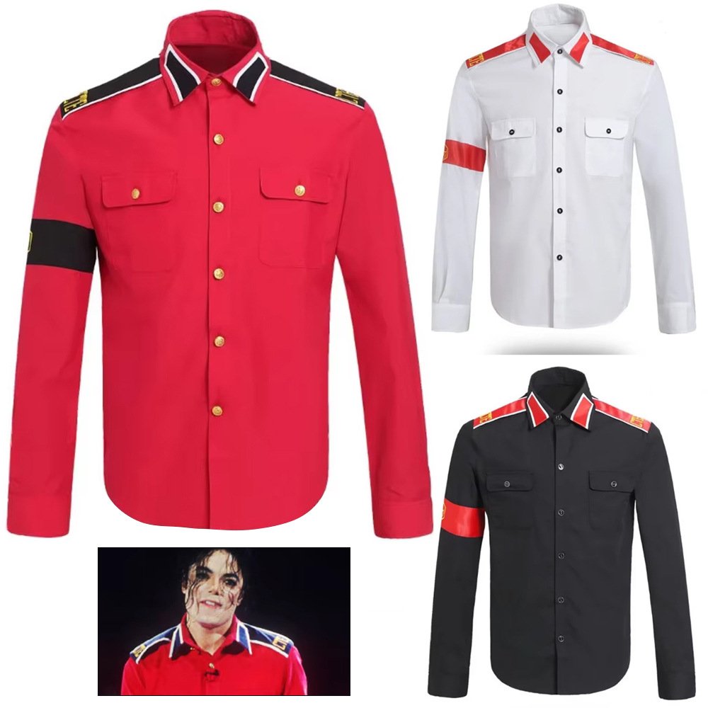 Men Fashion Vintage - Michael Jackson Anti-War Military Shirt Men's