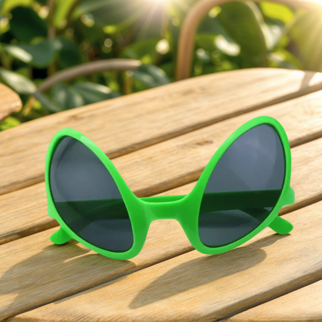 Men'S Fashion Accessories - Green Alien Martian Quirky Sunglasses 2D