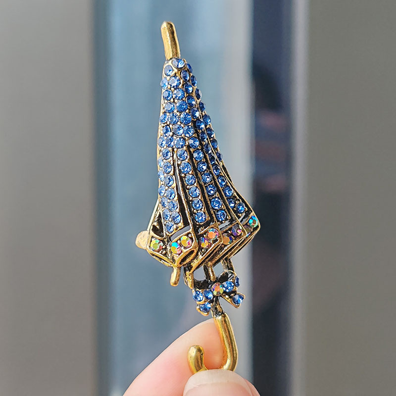 Men'S Fashion Umbrella - Retro Inlaid Rhinestone Umbrella Brooches For