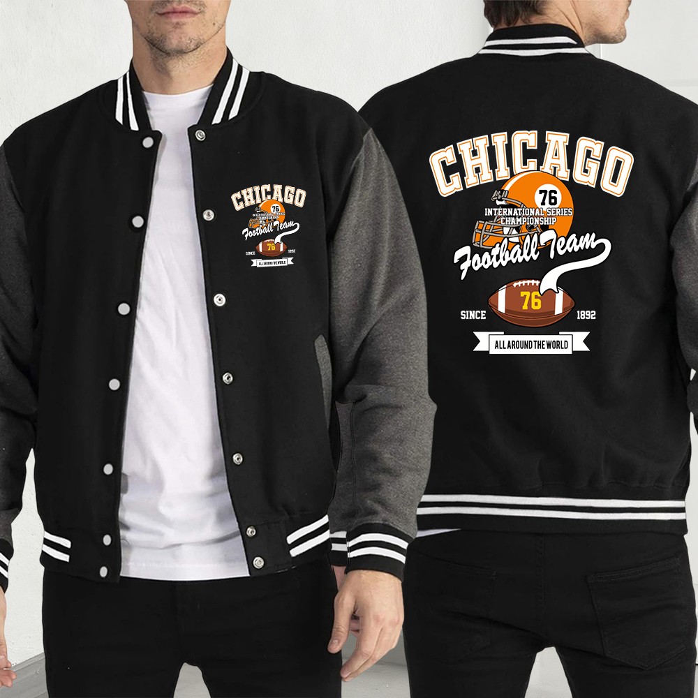 Mens Fashion Baseball Jersey - Chicago Football Team Sport Print Streetwear