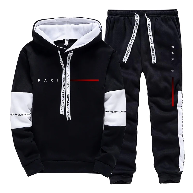 Mens Fashion Suits - Men's Set Paris Fashion Hoodie and
