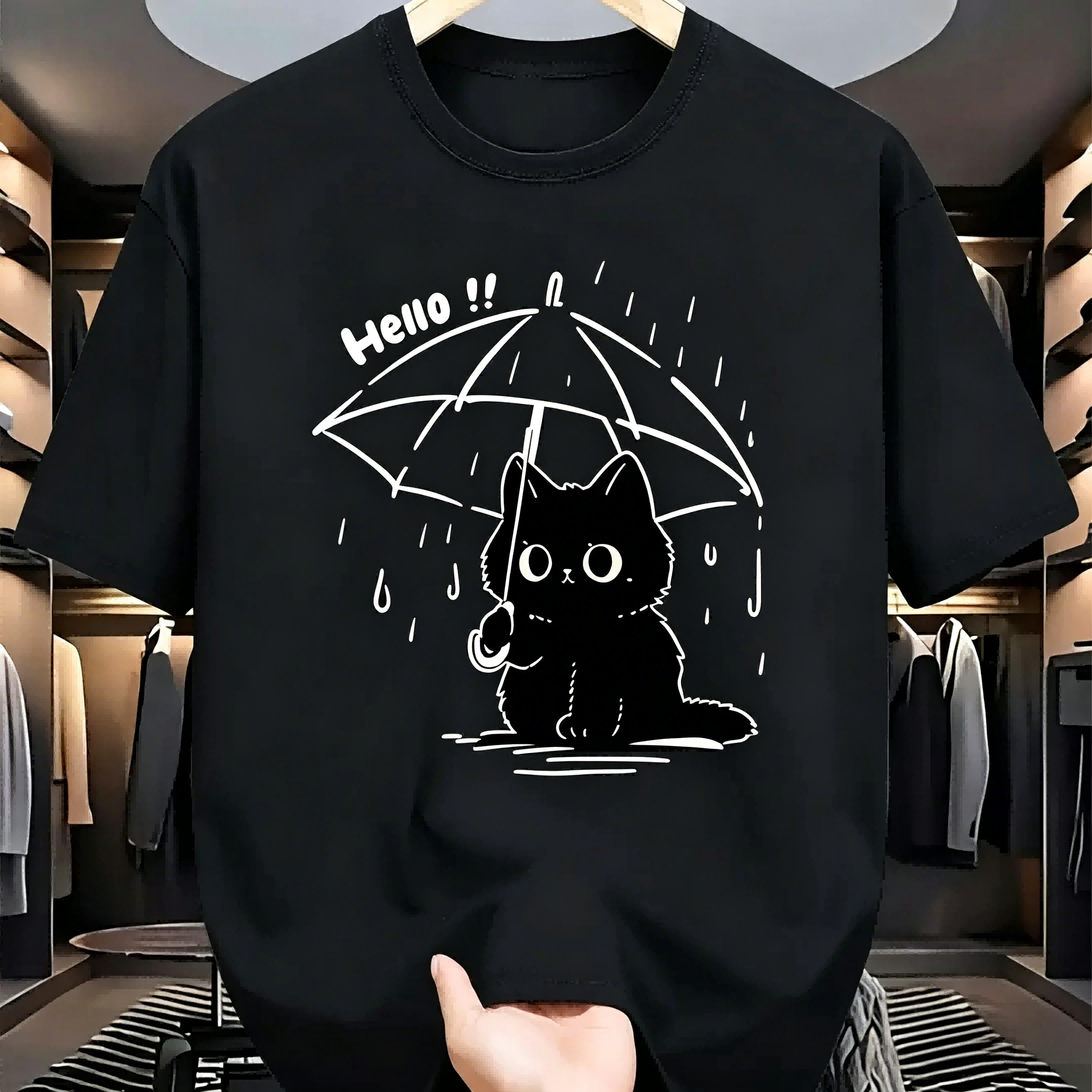 Men'S Fashion Umbrella - Cute Black Cat with Umbrella 
