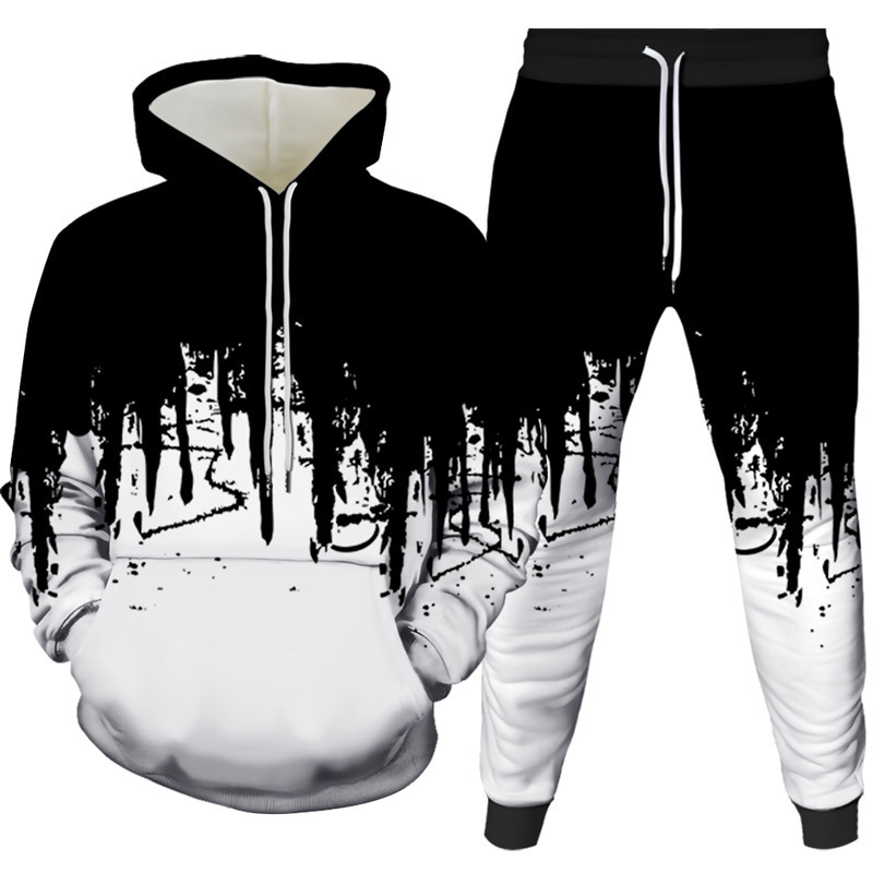 Mens Fashion Suits - Ink Painting 3D Printed Hoodie Pant