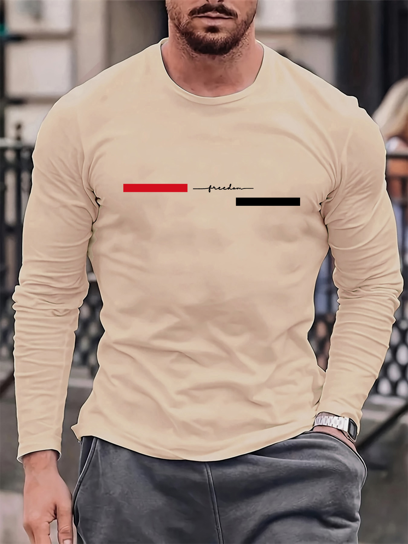 100% pure cotton men's long sl - Men'S Fashion T Shirts reseña y precio