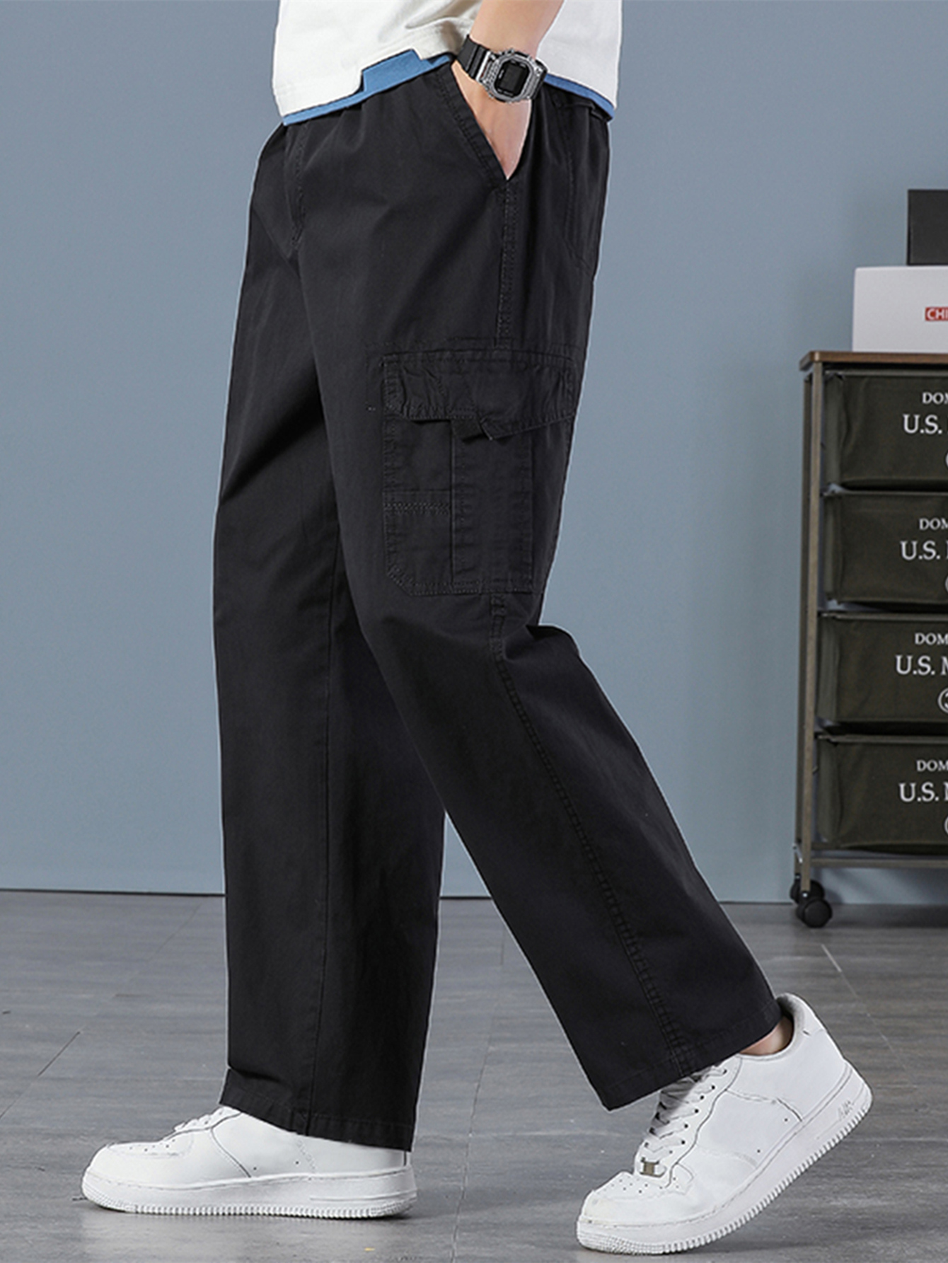 Men's 100% Cotton Straight Bla - Cargo Jogger Pants reseña y precio