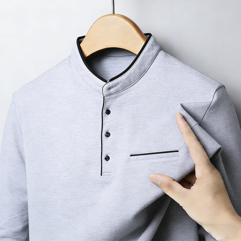 Men's Mandarin Collar Long Sle - Mens Fashion Top reseña y precio