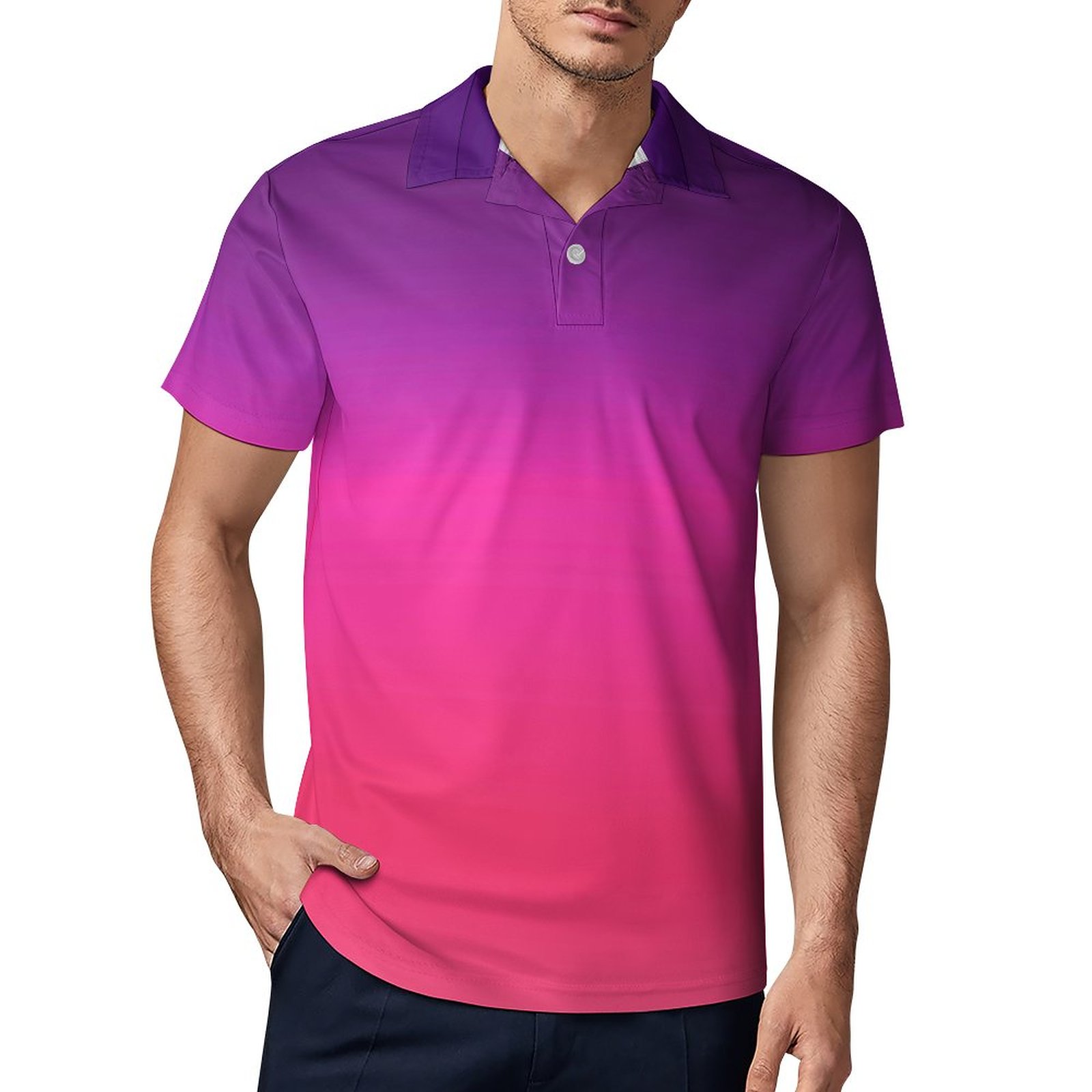 Ombre Abstract Polo Shirt Neon - Men'S Fashion Pink Shirt reseña y precio