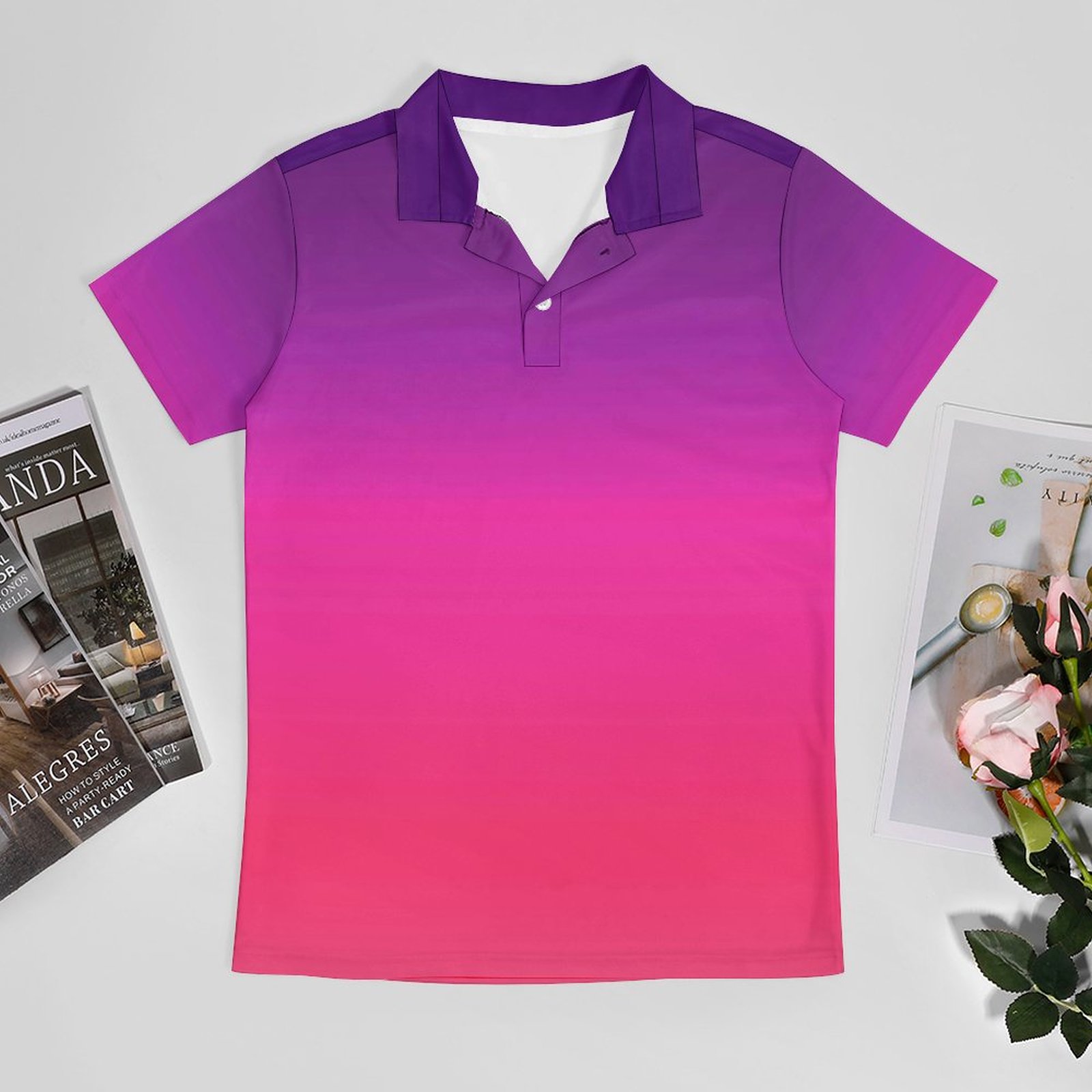 Ombre Abstract Polo Shirt Neon - Men'S Fashion Pink Shirt reseña y precio