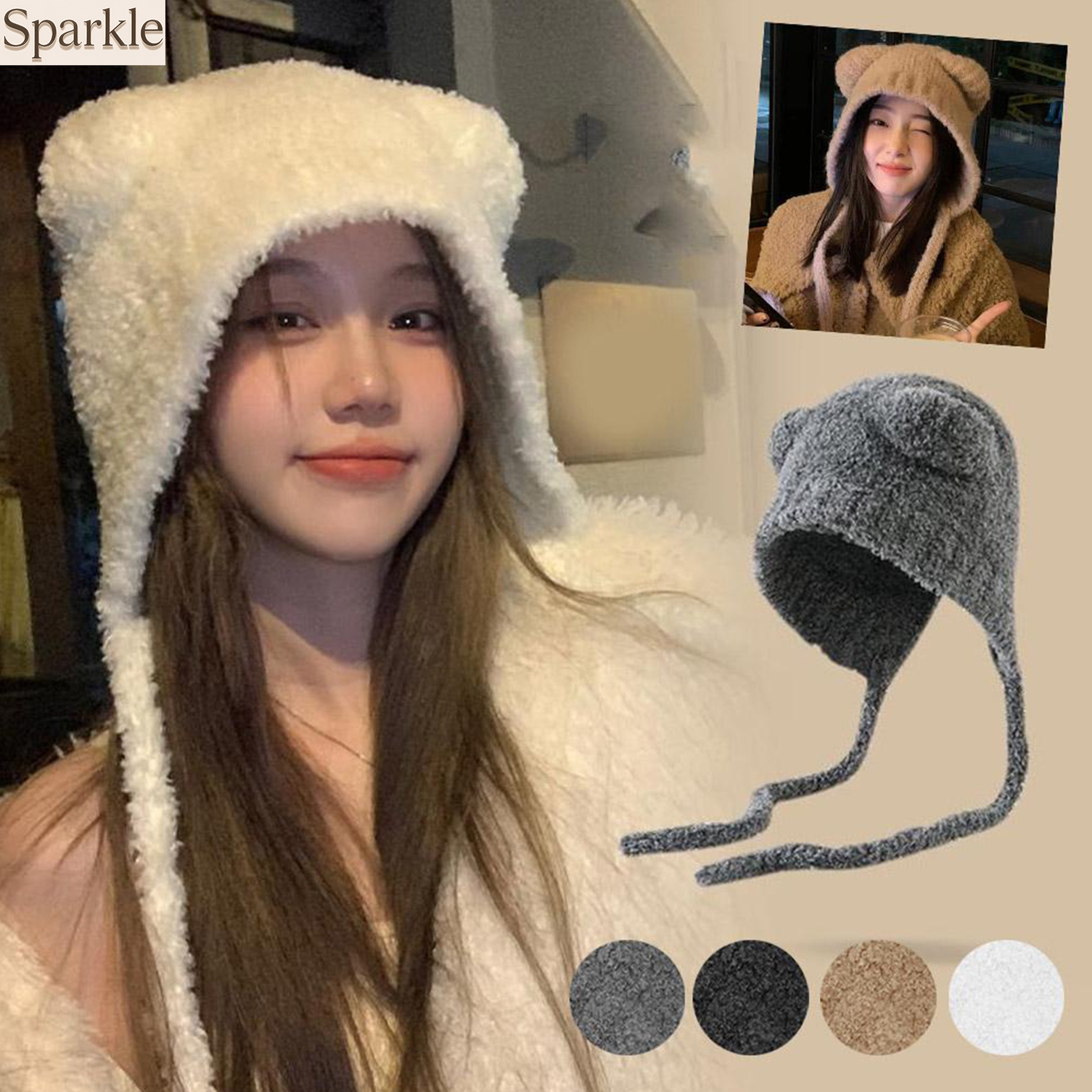 Winter Plush Bear Ear Wool Hat - Beanie Winter Hat reseña y precio