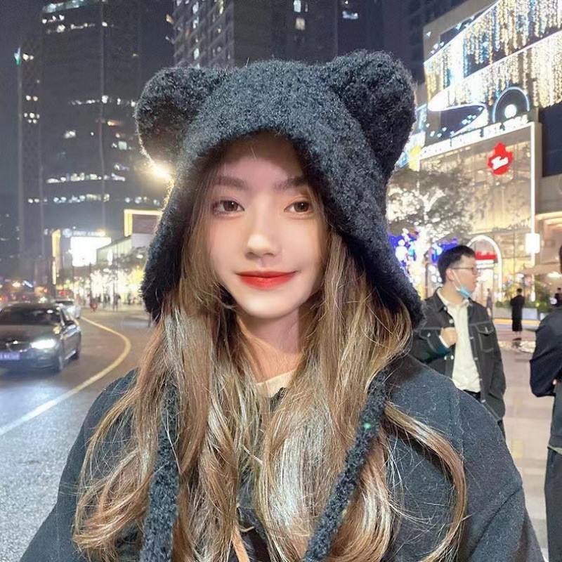 Winter Plush Bear Ear Wool Hat - Beanie Winter Hat reseña y precio