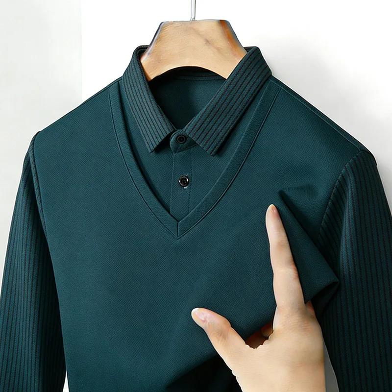Men's Fake Two Piece Shirt Col - Mens Fashion Top reseña y precio