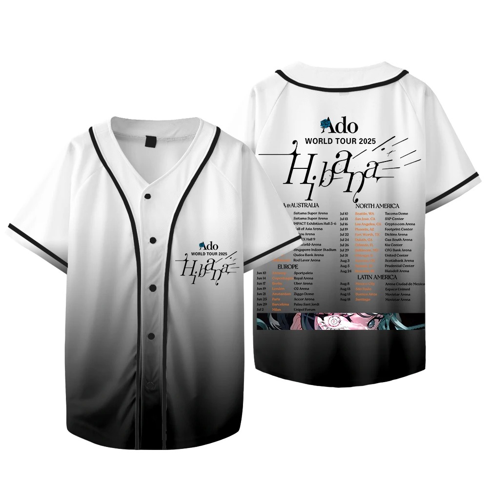 Ado Hibana World Tour  Merch J - Mens Fashion Baseball Jersey reseña y precio