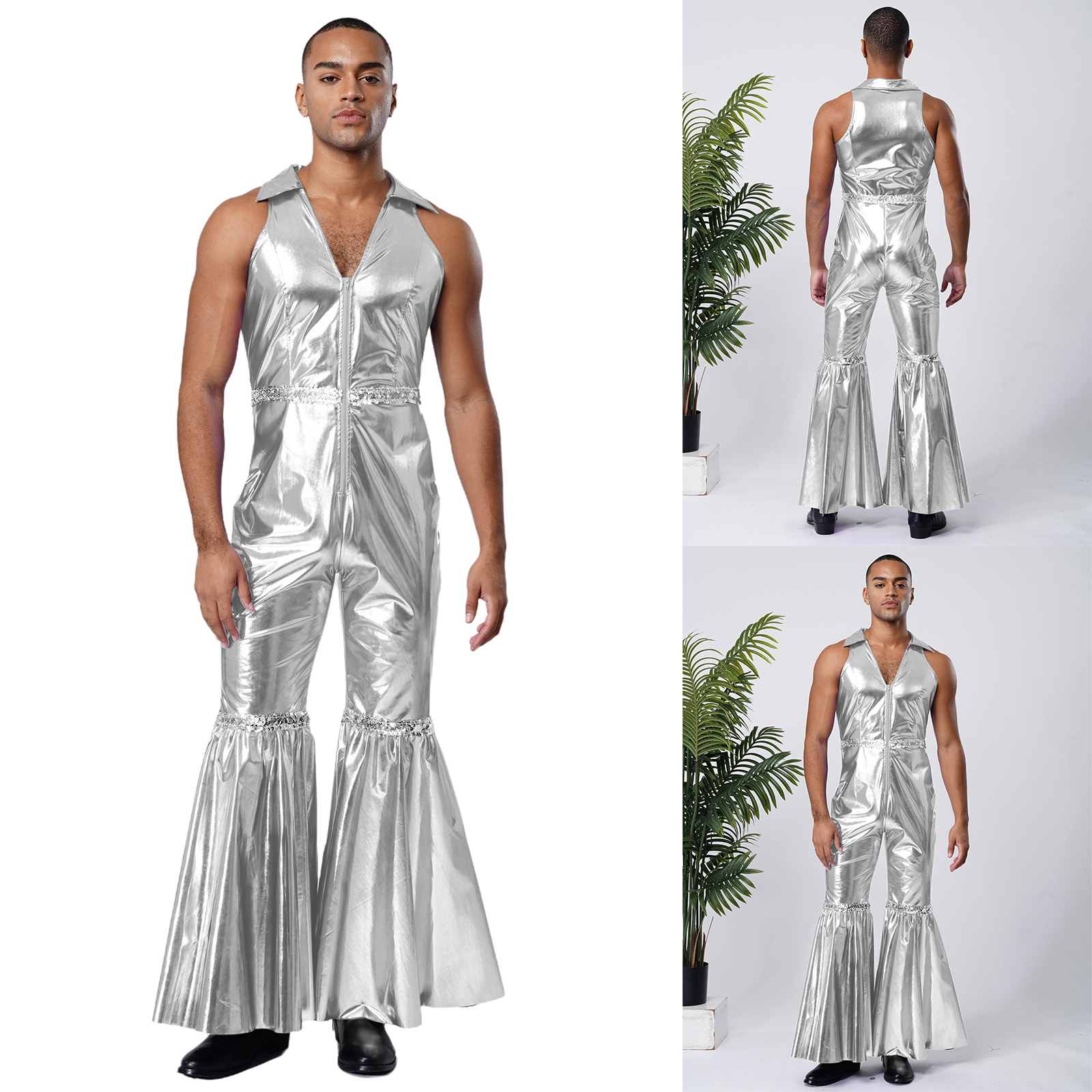 Men Fashion Shiny 70s Disco Wa - Men'S Fashion 70S reseña y precio