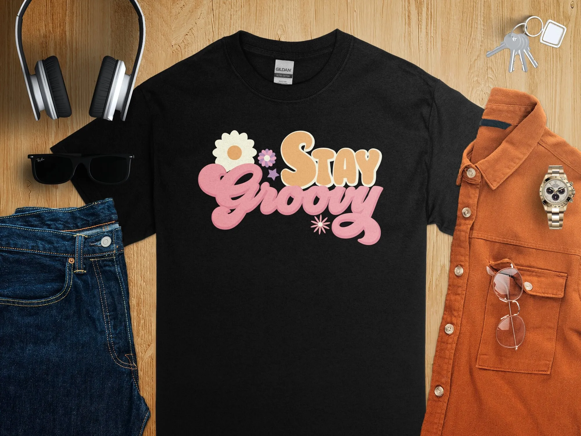 Stay Groovy Retro Style T Shir - Men'S Fashion 70S reseña y precio