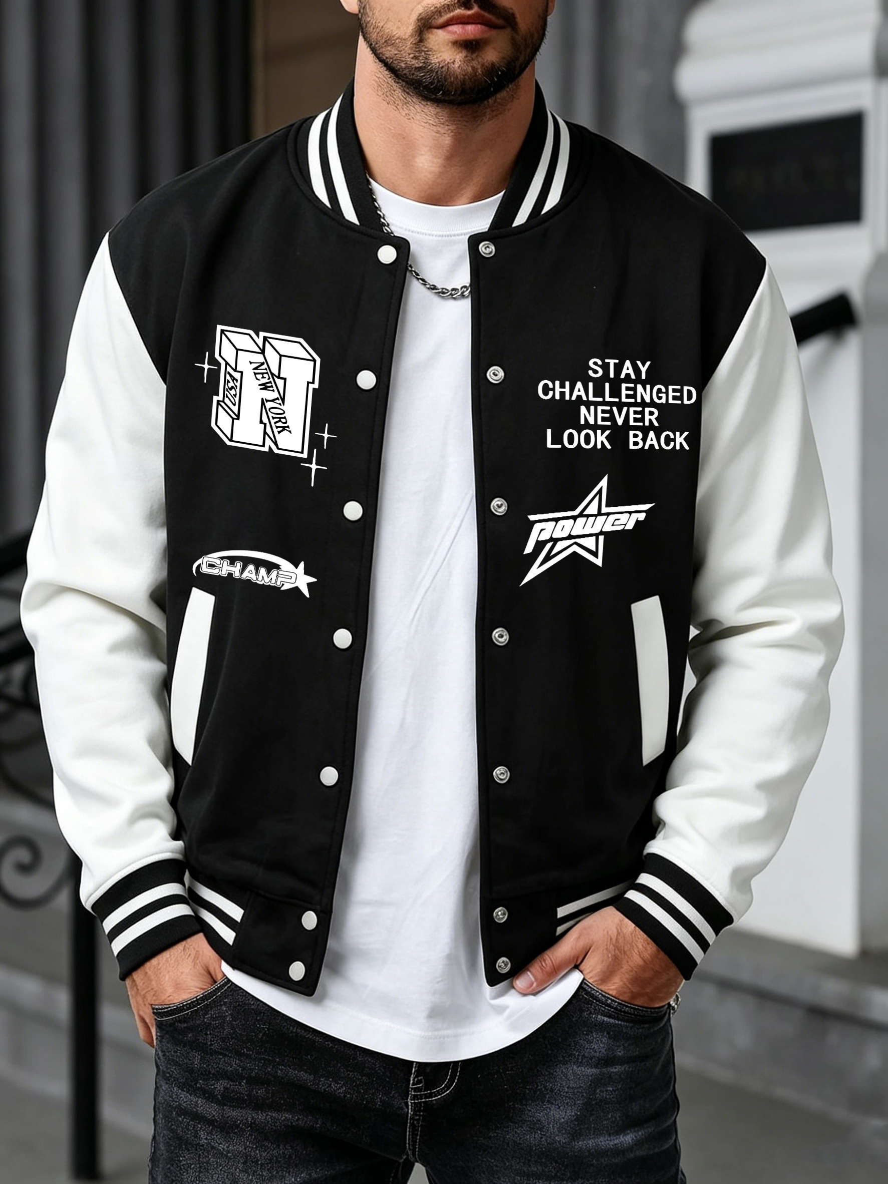 Stay Challenged Never Look Bac - Mens Fashion Baseball Jersey reseña y precio