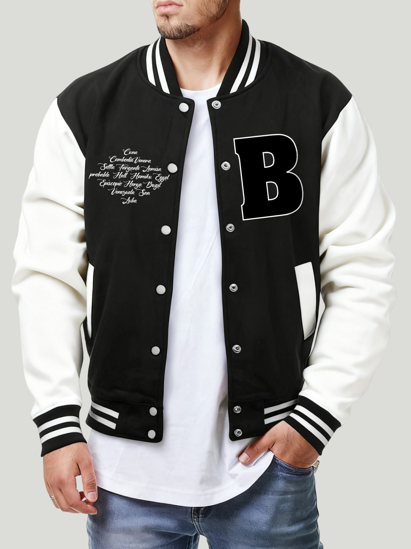 Letter B Various Places Print  - Mens Fashion Baseball Jersey reseña y precio