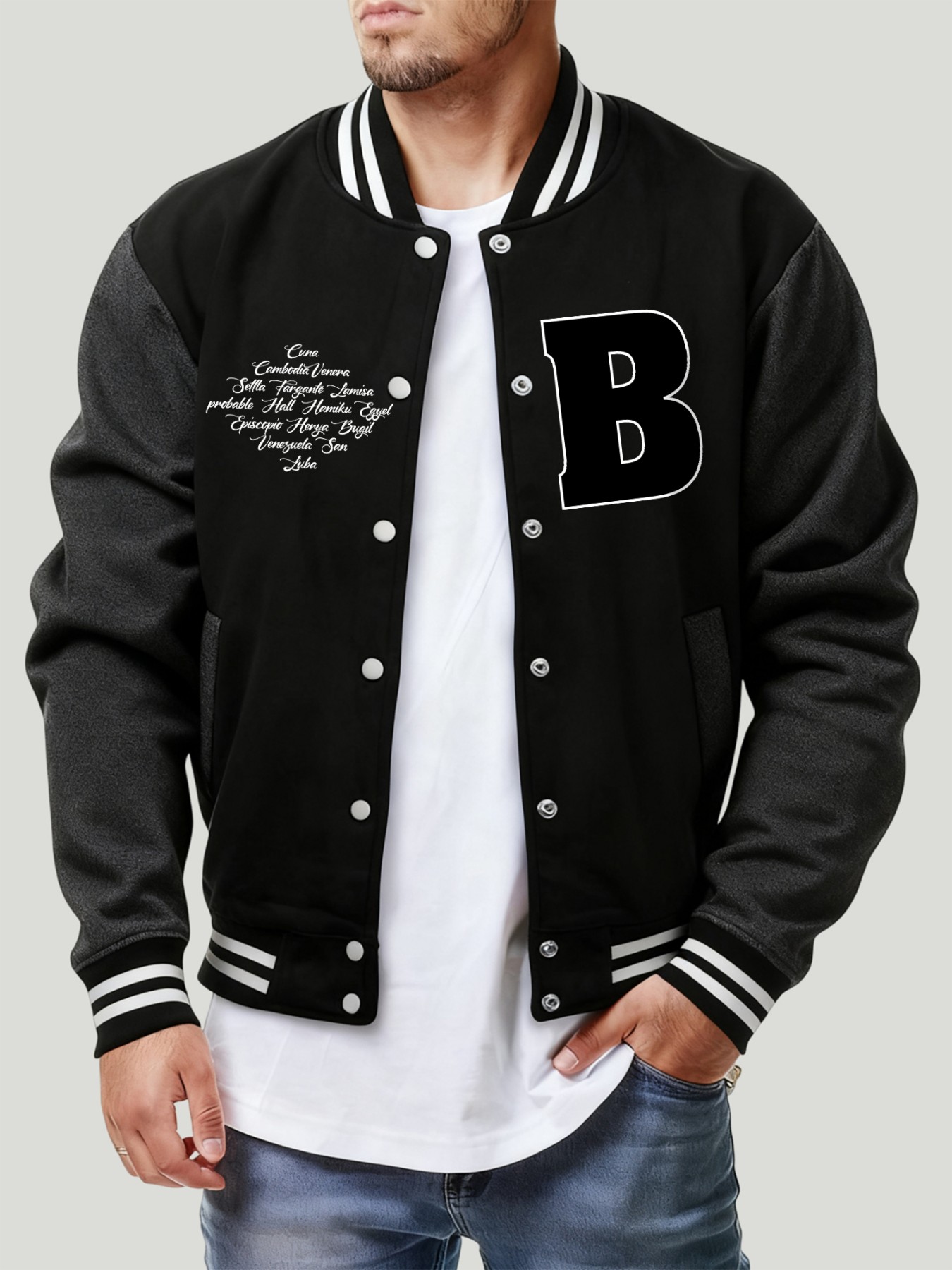 Letter B Various Places Print  - Mens Fashion Baseball Jersey reseña y precio