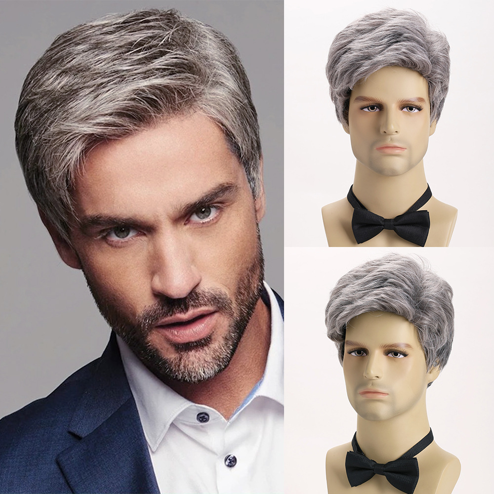 Synthetic Silver Grey Short Wi - Men Fashion Hair Style reseña y precio