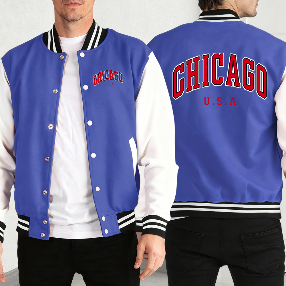 Chicago Usa Words Print Man Co - Mens Fashion Baseball Jersey reseña y precio