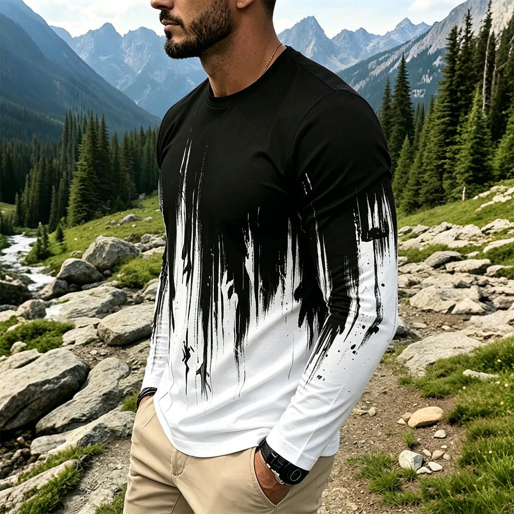 Men's Gradient Ink Splash Long - Mens Fashion Top reseña y precio